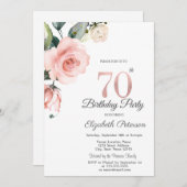 Waterverf Blush Rozen 70e Verjaardag Kaart (Voorkant / Achterkant)