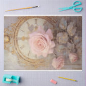 Waterverf blush rozen antiek klok gouden grunge tissuepapier (Craft)