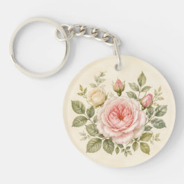 Waterverf Blush Rozen Cottage Tuin Sleutelhanger