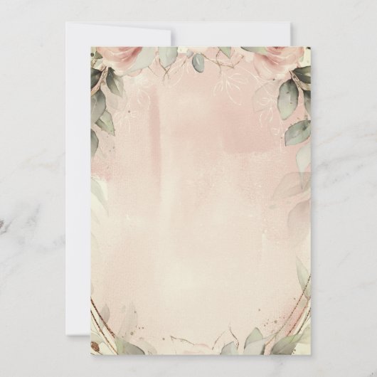 Waterverf Blush Rozen Eerste Heilige Communie Kaart (Achterkant)