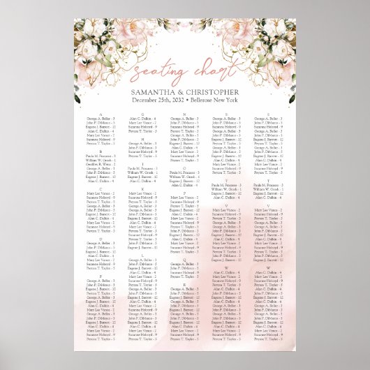 Waterverf Blush rozen Eucalyptus Alfabetisch Poster (Voorkant)