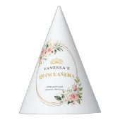 Waterverf Blush rozen eucalyptus goud Quinceanera Feesthoedjes (Voorkant)