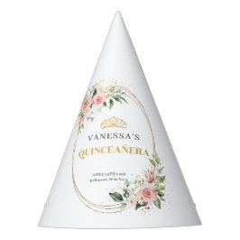 Waterverf Blush rozen eucalyptus goud Quinceanera Feesthoedjes