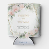 Waterverf Blush rozen eucalyptus gouden bruiloft Blikjeskoeler (Voorkant)