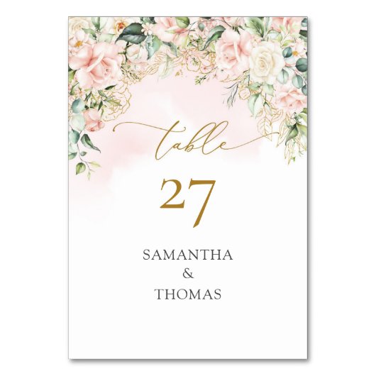 Waterverf Blush rozen eucalyptus gouden bruiloft Kaart (Achterkant)