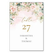 Waterverf Blush rozen eucalyptus gouden bruiloft Kaart (Voorkant)