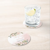 Waterverf Blush rozen eucalyptus gouden bruiloft Ronde Kartonnen Onderzetter (Insitu)