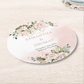 Waterverf Blush rozen eucalyptus gouden bruiloft Ronde Kartonnen Onderzetter (Gebogen)
