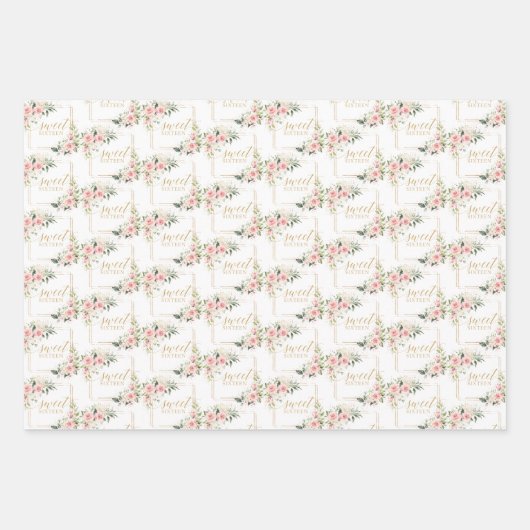 Waterverf Blush rozen eucalyptus gouden glitter Inpakpapier Vel (Voorkant 3)