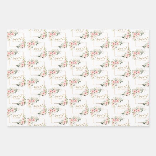 Waterverf Blush rozen eucalyptus gouden glitter Inpakpapier Vel (Voorkant)