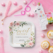 Waterverf Blush rozen eucalyptus zoet zestien Papieren Bordje (Feest)