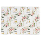 Waterverf Blush rozen gouden 40e verjaardag Gift B Groot Cadeauzakje (Voorkant)