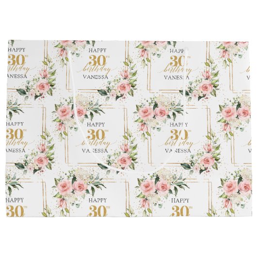 Waterverf Blush rozen gouden 40e verjaardag Gift B Groot Cadeauzakje (Achterkant)