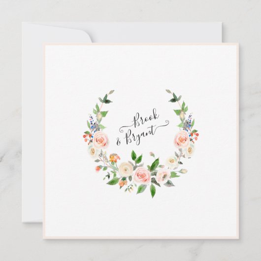 Waterverf Blush Rozen Krans Bewaar de datum Kaart (Achterkant)