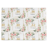 Waterverf Blush rozen salie en goud 50ste verjaard Groot Cadeauzakje (Voorkant)