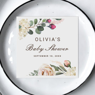 Waterverf blush rozen. Tuin bloemig baby shower Servet