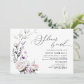 Waterverf Blush Rozen Virtueel Baby shower per pos Kaart (Staand voorkant)