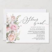 Waterverf Blush Rozen Virtueel Baby shower per pos Kaart (Voorkant)