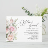 Waterverf Blush Rozen Virtueel Baby shower per pos Kaart (Staand voorkant)