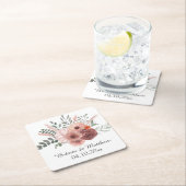 Waterverf Blush Rust Bloemen Bruiloft Mason Jar Kartonnen Onderzetters (Insitu)