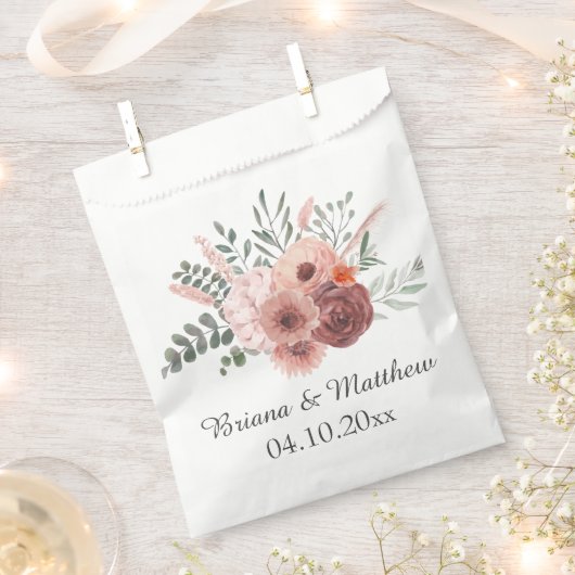Waterverf Blush Rust Floral Wedding Bedankzakje (Geknipt)