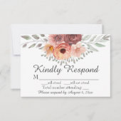 Waterverf Blush Rust Floral Wedding RSVP Kaart (Voorkant)
