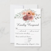 Waterverf Blush Rust Floral Wedding RSVP Kaart (Voorkant)