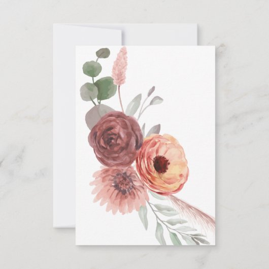 Waterverf Blush Rust Floral Wedding RSVP Kaart (Achterkant)