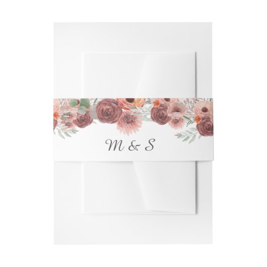 Waterverf Blush Rust Floral Wedding Uitnodigingen Wikkel (Voorkant Voorbeeld)