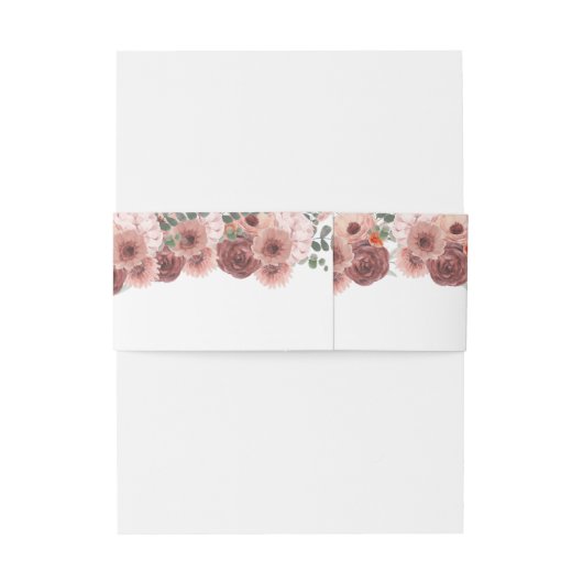 Waterverf Blush Rust Floral Wedding Uitnodigingen Wikkel (Achterkant Voorbeeld)