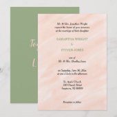 Waterverf Blush Sage Green Wedding Kaart (Voorkant / Achterkant)