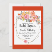 Waterverf Blush Sinaasappel Geel Bloemen Goud Lijs Kaart (Voorkant)