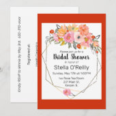 Waterverf Blush Sinaasappel Geel Bloemen Goud Lijs Kaart (Voorkant / Achterkant)