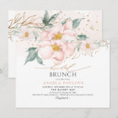 Waterverf Blush Single Petal Rozen Bridal Brunch Kaart (Voorkant / Achterkant)