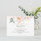 Waterverf Blush Single Petal Rozen Bridal Brunch Kaart (Staand voorkant)