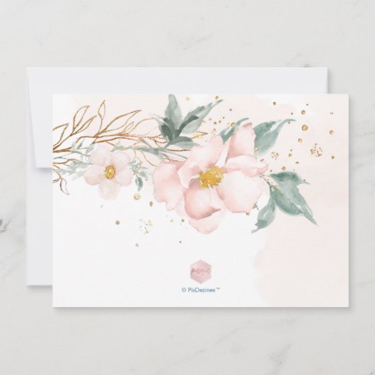 Waterverf Blush Single Petal Rozen Bridal Brunch Kaart (Achterkant)