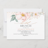 Waterverf Blush Single Petal Rozen Bridal Brunch Kaart (Voorkant)