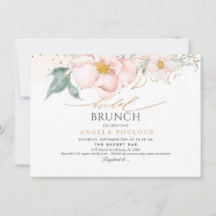 Waterverf Blush Single Petal Rozen Bridal Brunch Kaart