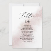 Waterverf Blush Table Number Seating Chart Kaarten (Achterkant)