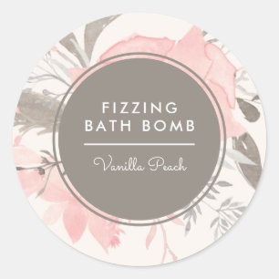 Waterverf Blush Taupe Bloemen Zakelijk Product Ronde Sticker