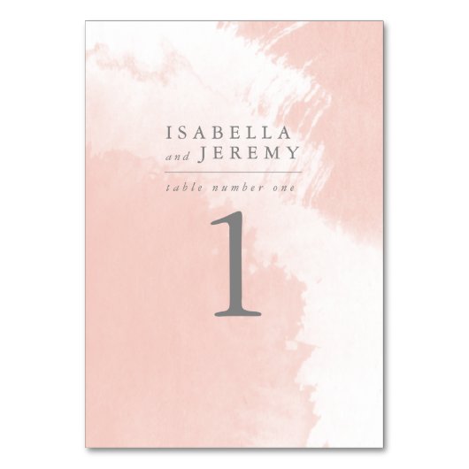 waterverf Blush Trouwceremonie Tafelnummer (Achterkant)