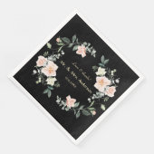 Waterverf Blush White Flowers Black Wedding Servet (Hoek)