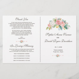 Waterverf Blush White Flowers Wedding Programme