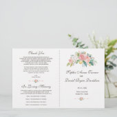 Waterverf Blush White Flowers Wedding Programme (Staand voorkant)