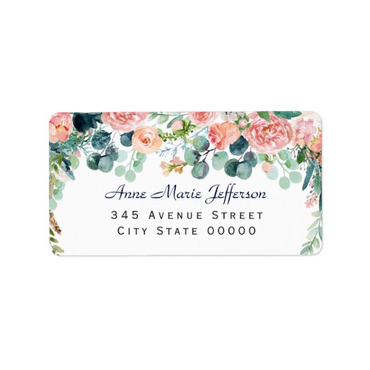 Waterverf Blush White Peonies Lijst Weddenschap Etiket (Voorkant)