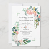 Waterverf Blush White Peonies Lijst Weddenschap Kaart (Voorkant)