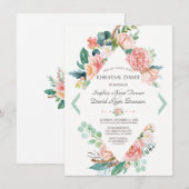 Waterverf Blush White Peonies Rehearsal Dinner Kaart (Voorkant / Achterkant)