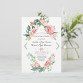 Waterverf Blush White Peonies Rehearsal Dinner Kaart (Staand voorkant)