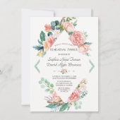 Waterverf Blush White Peonies Rehearsal Dinner Kaart (Voorkant)