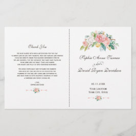 Waterverf Blush White Peonies Wedding Programme